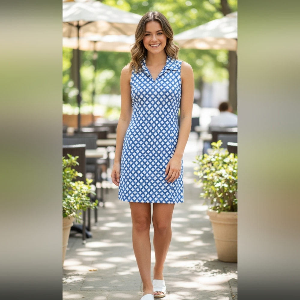 Barbara Gerwit Shift Dress Womens S Blue Nautical Sleeveless